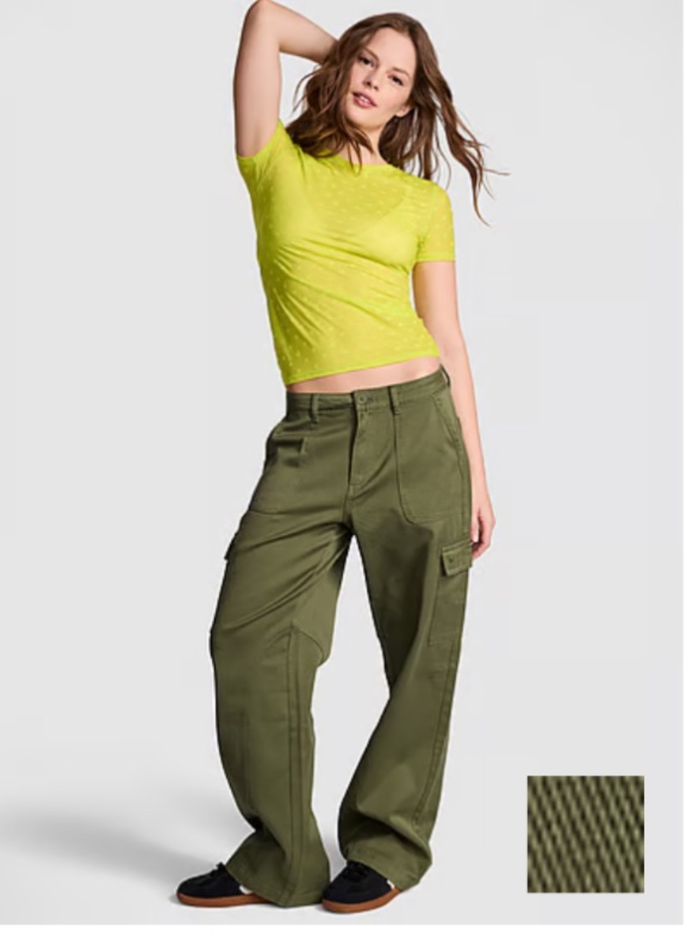 NWT Victorias Secret Pin. Utility Cargo Pants - (Olive) Sizes S & M
